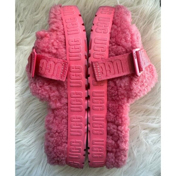UGG Fluffita Taffy Pink Open-‎ Toe Sandals Women size 8 - Picture 10 of 12